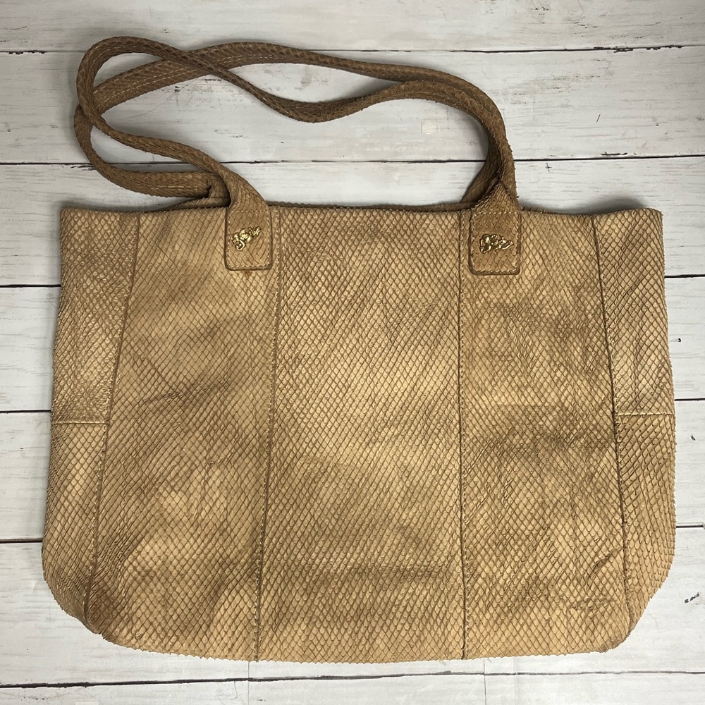 Jenrigo Bag Tan Soft Snake Skin Leather.